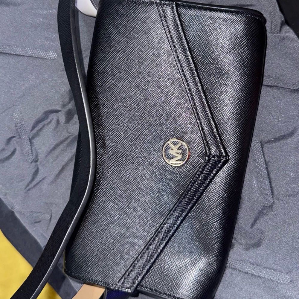 Michael Kors Black Clutch with Gold Logo